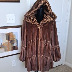 Jones New York Brown Teddy Jacket with Hood